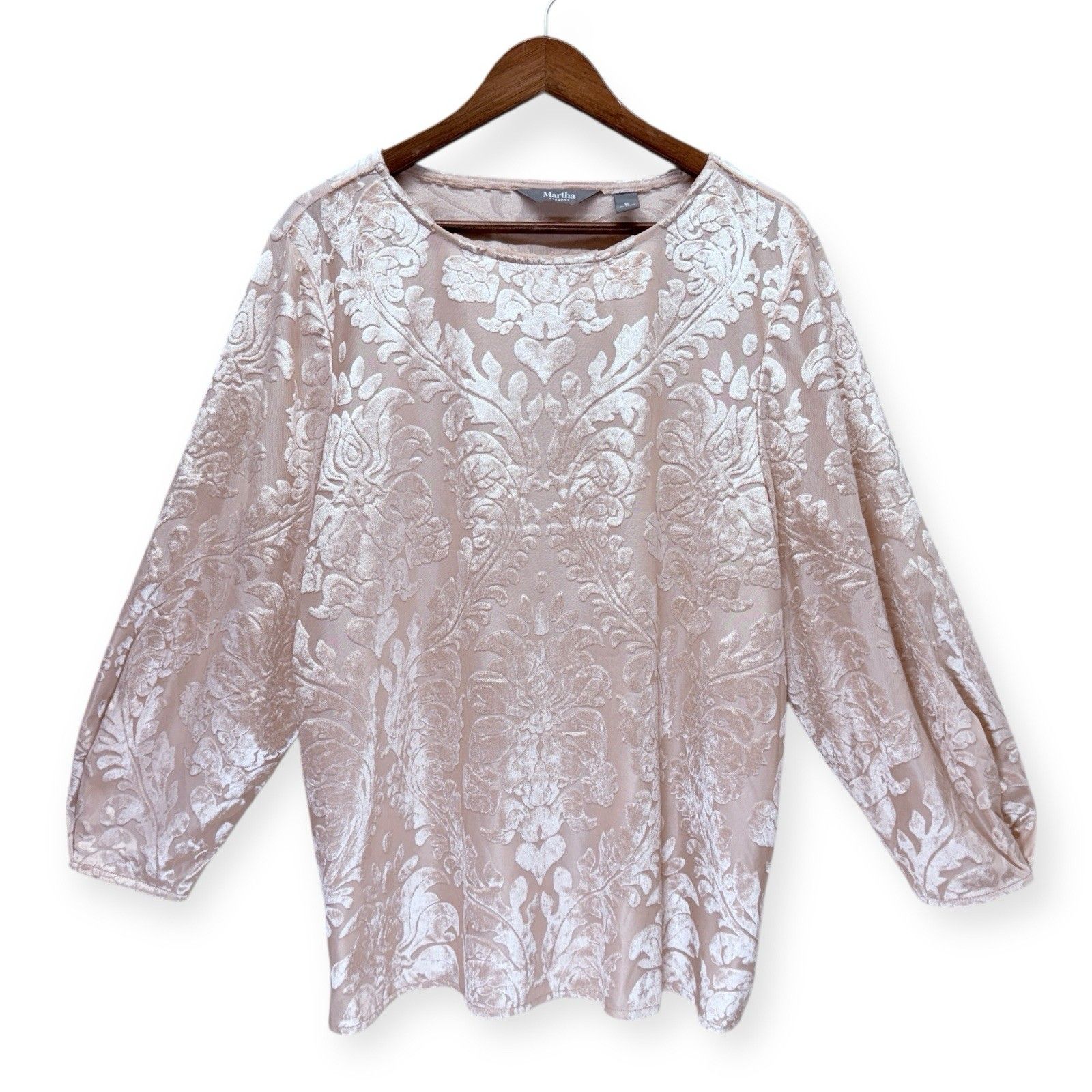 Martha Stewart Velvet Burnout Top Size Xl Pink Damask Blouse Holiday Church Martha Stewart Velvet Burnout Top Size Xl Pink Damask Blouse Holiday Church